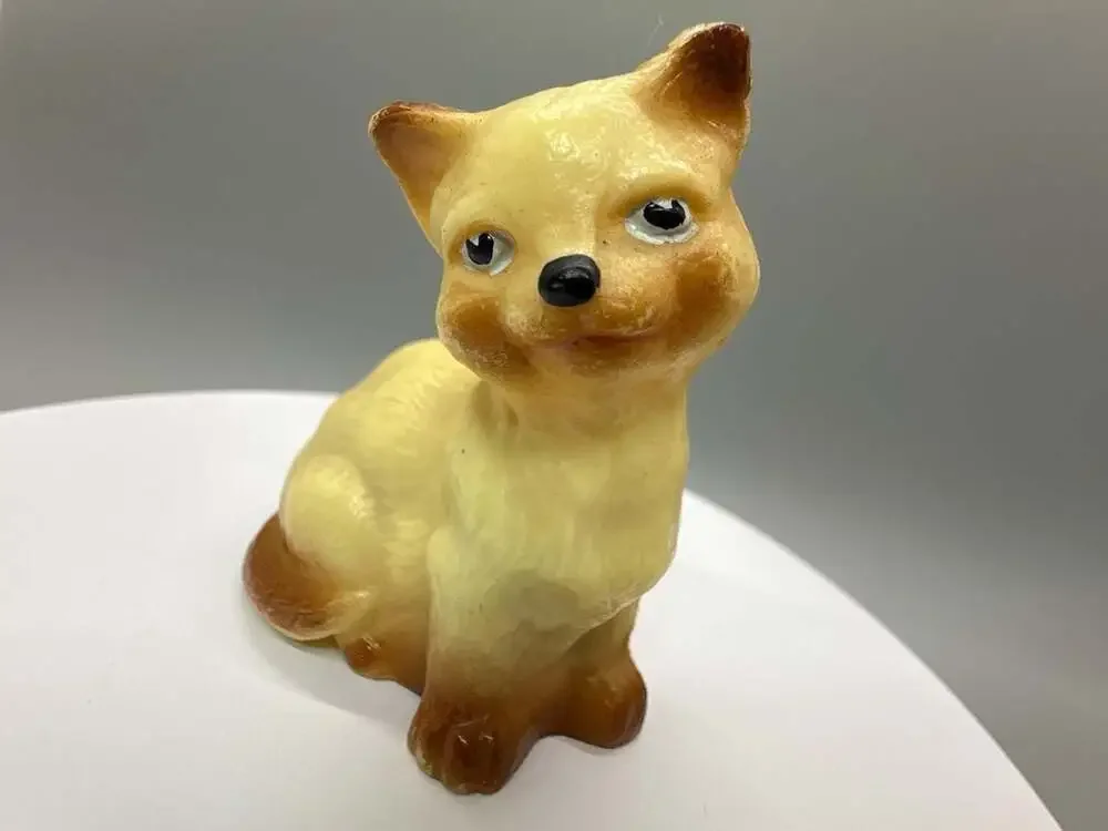 Siamese Cat Kitten Plastic Pencil Sharpener Yellow Brown Miniature Hong Kong Vtg